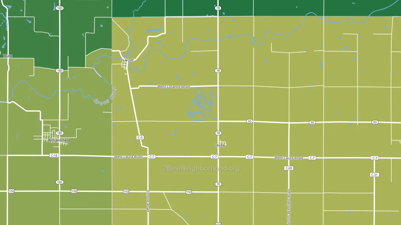 Laura, IL block-group voter-turnout map