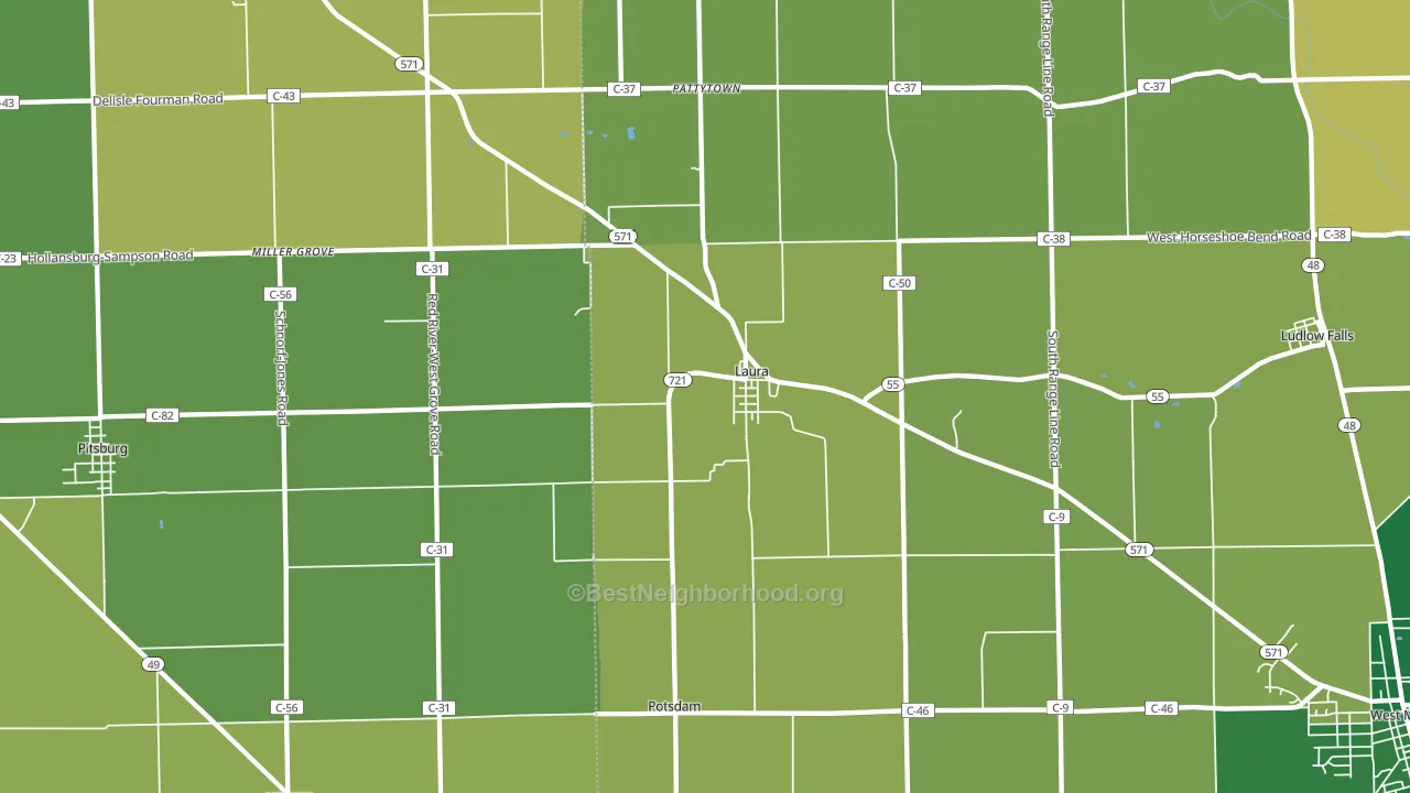 Laura, OH block-group voter-turnout map