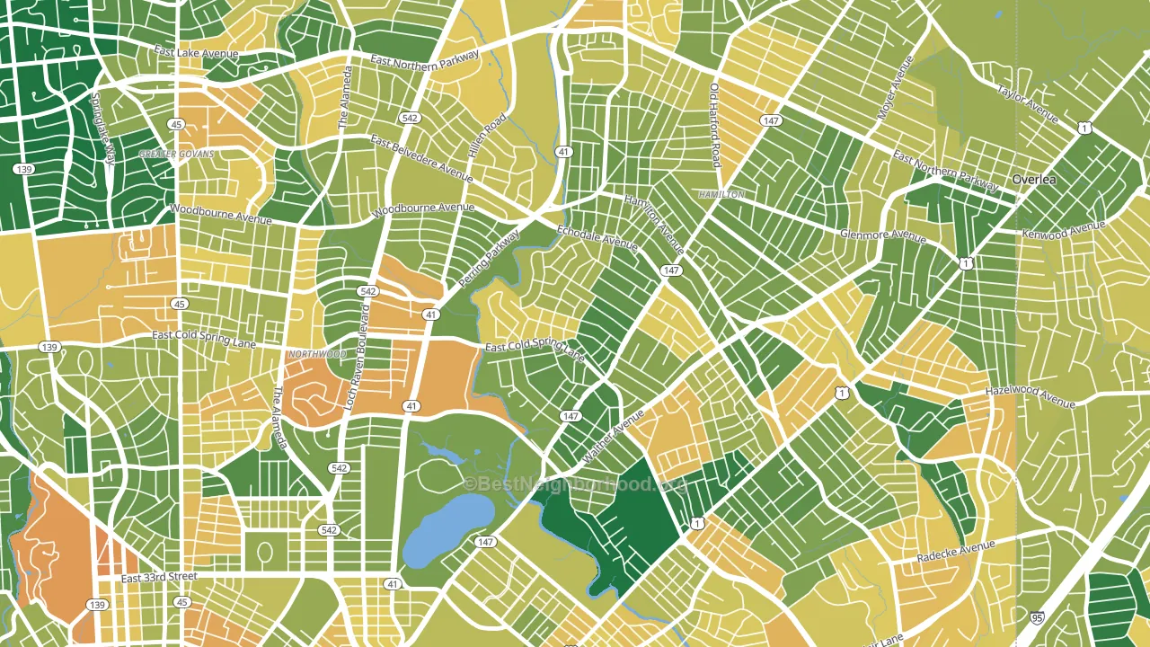 Lauraville, Baltimore, MD block-group voter-turnout map