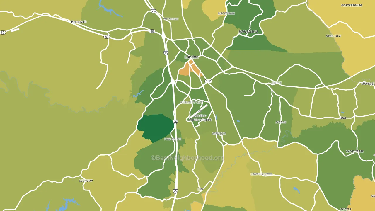 Laurel County, KY block-group voter-turnout map