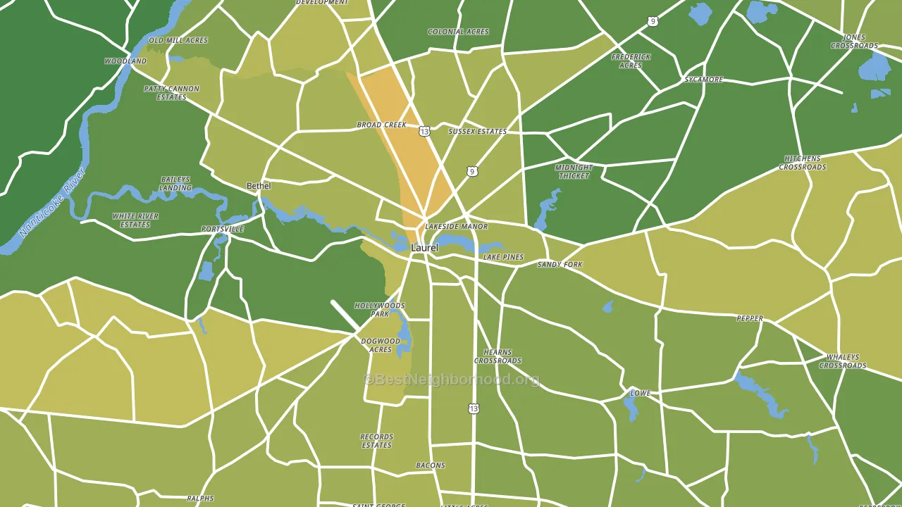 Laurel, DE block-group voter-turnout map
