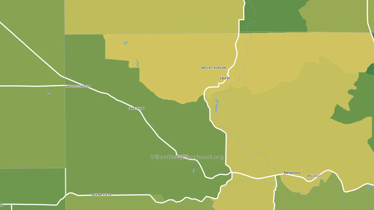 Laurel, IN block-group voter-turnout map