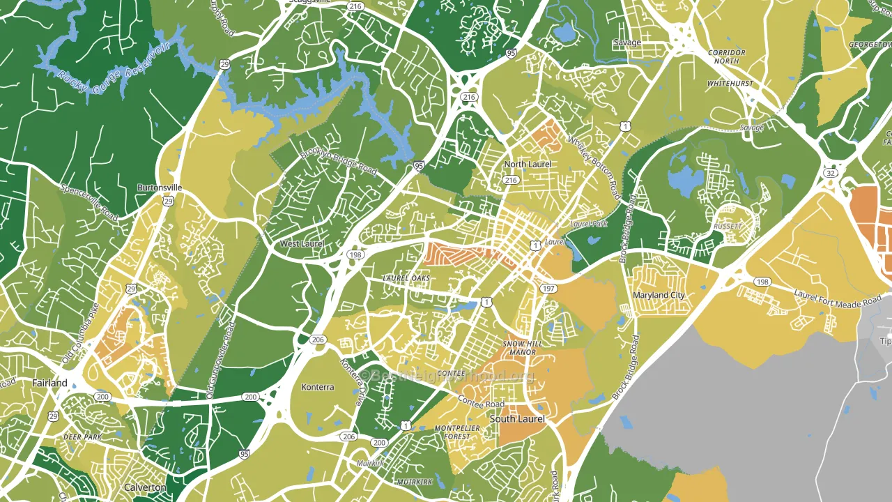 Laurel, MD block-group voter-turnout map