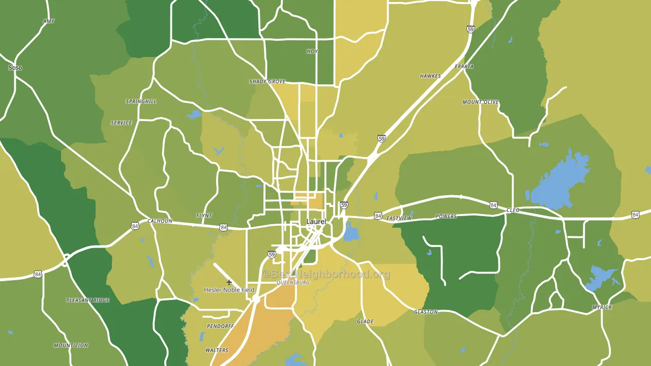 Laurel, MS block-group voter-turnout map