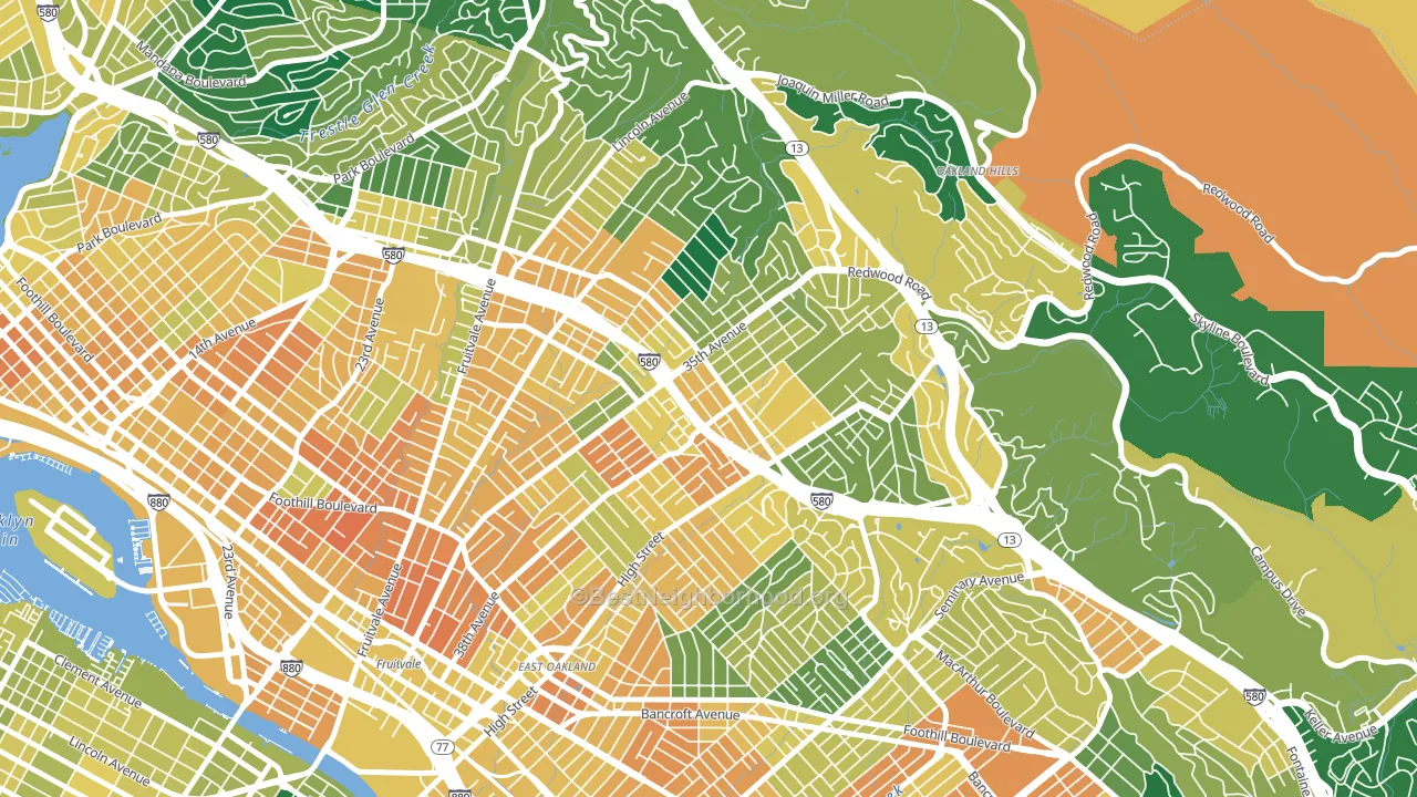 Laurel, Oakland, CA block-group voter-turnout map