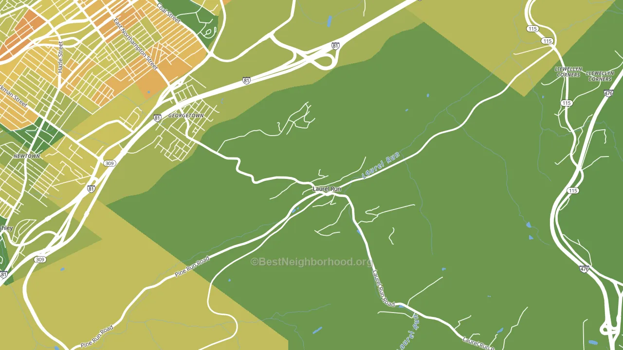Laurel Run, PA block-group voter-turnout map
