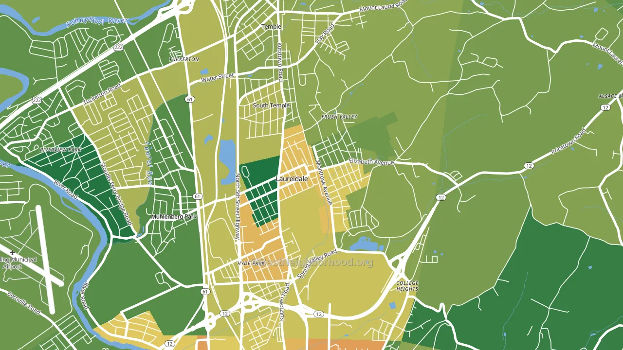 Laureldale, PA block-group voter-turnout map