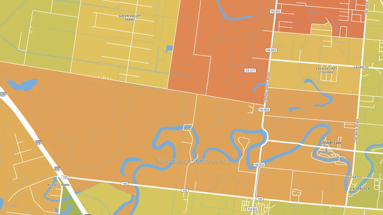 Laureles, TX block-group voter-turnout map