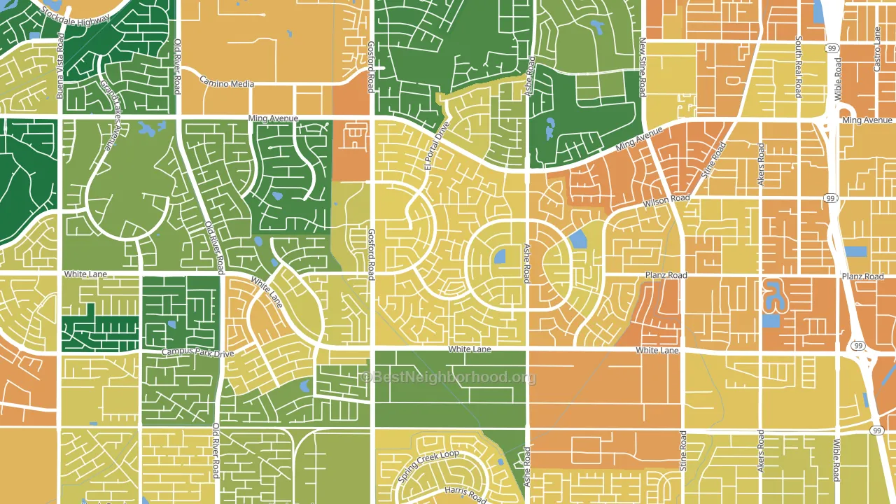 Laurelglen, Bakersfield, CA block-group voter-turnout map