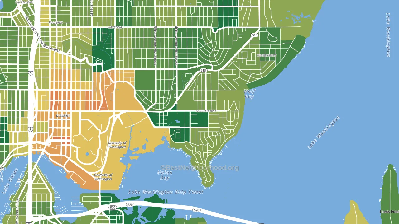 Laurelhurst, Seattle, WA block-group voter-turnout map