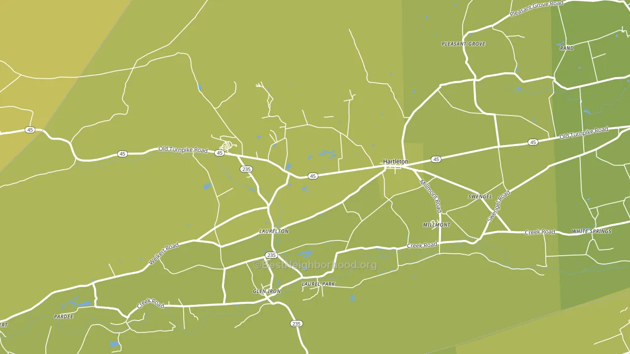 Laurelton, PA block-group voter-turnout map