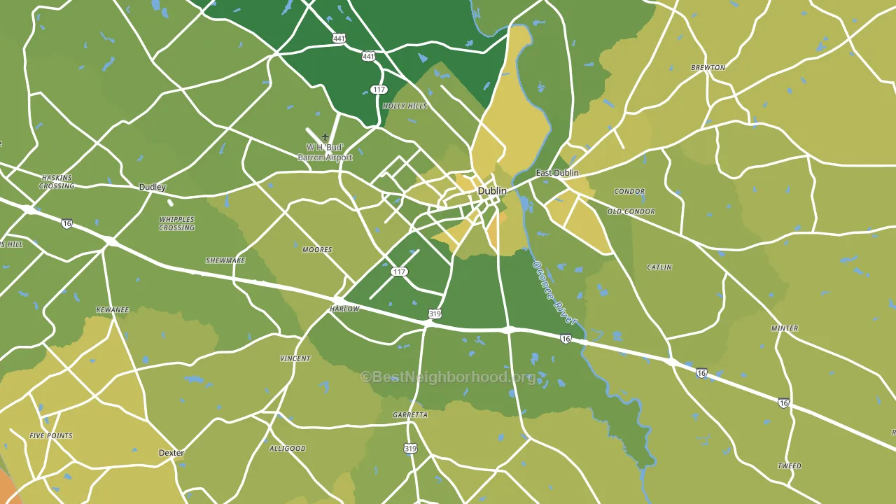 Laurens County, GA block-group voter-turnout map
