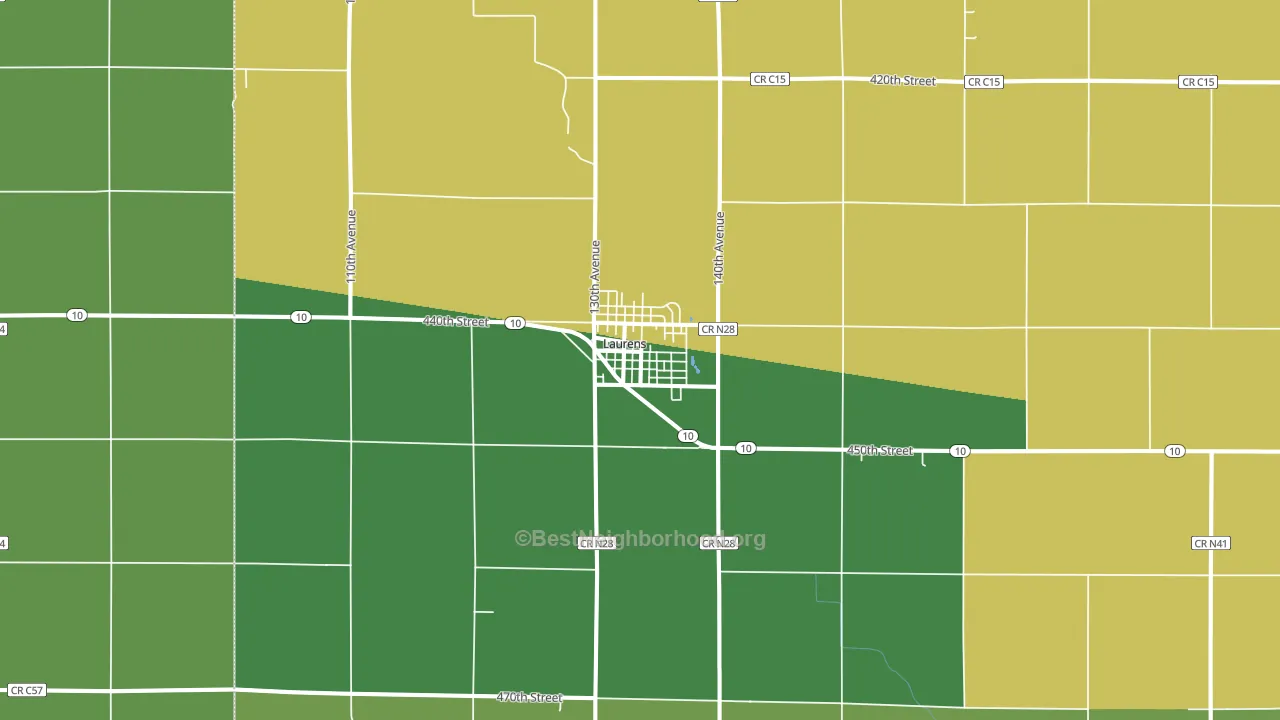 Laurens, IA block-group voter-turnout map