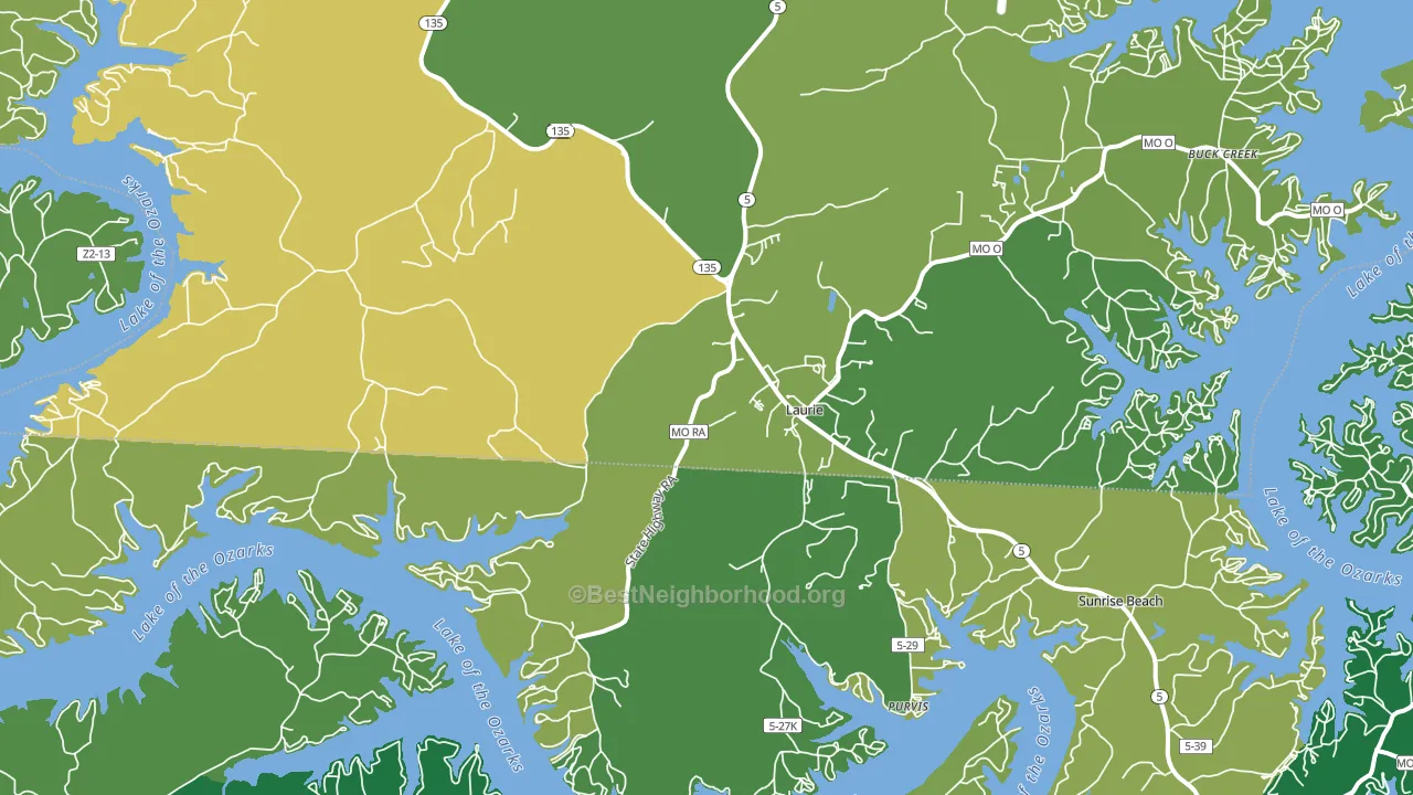 Laurie, MO block-group voter-turnout map
