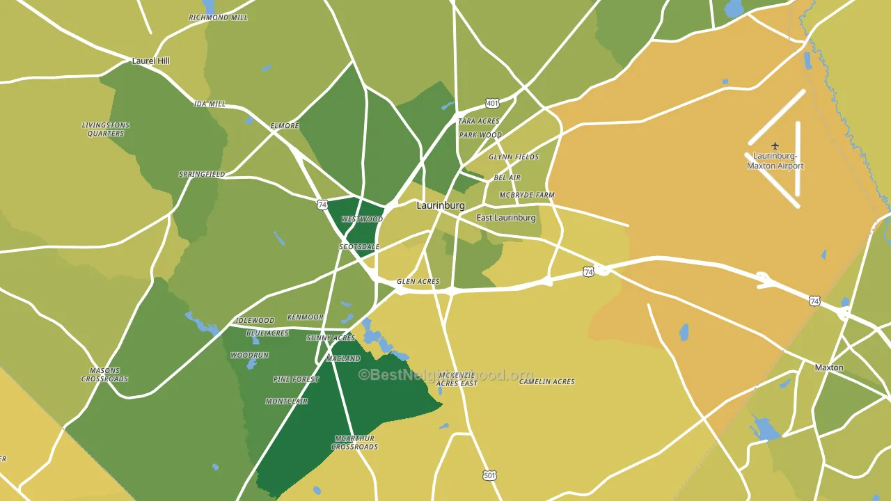 Laurinburg, NC block-group voter-turnout map
