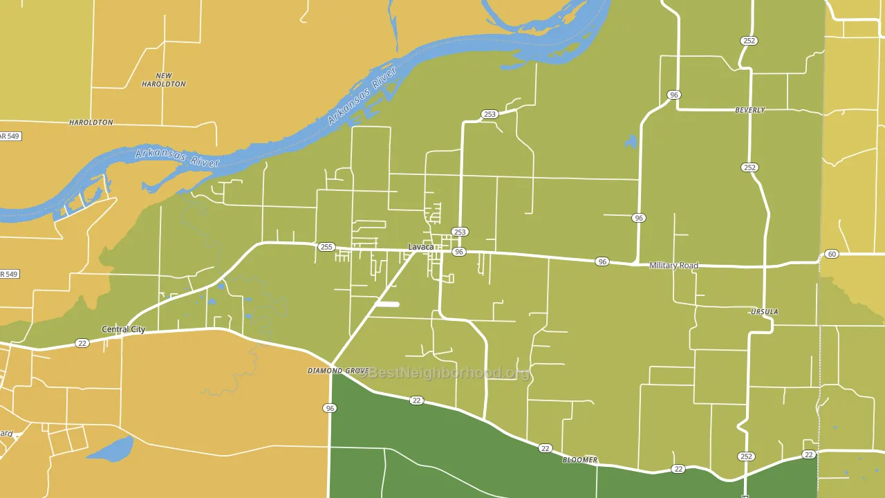 Lavaca, AR block-group voter-turnout map
