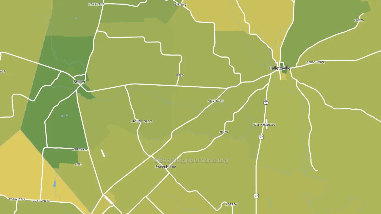 Lavaca County, TX block-group voter-turnout map