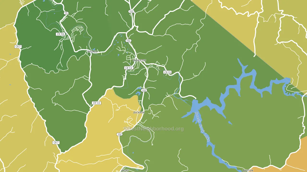 Lavalette, WV block-group voter-turnout map