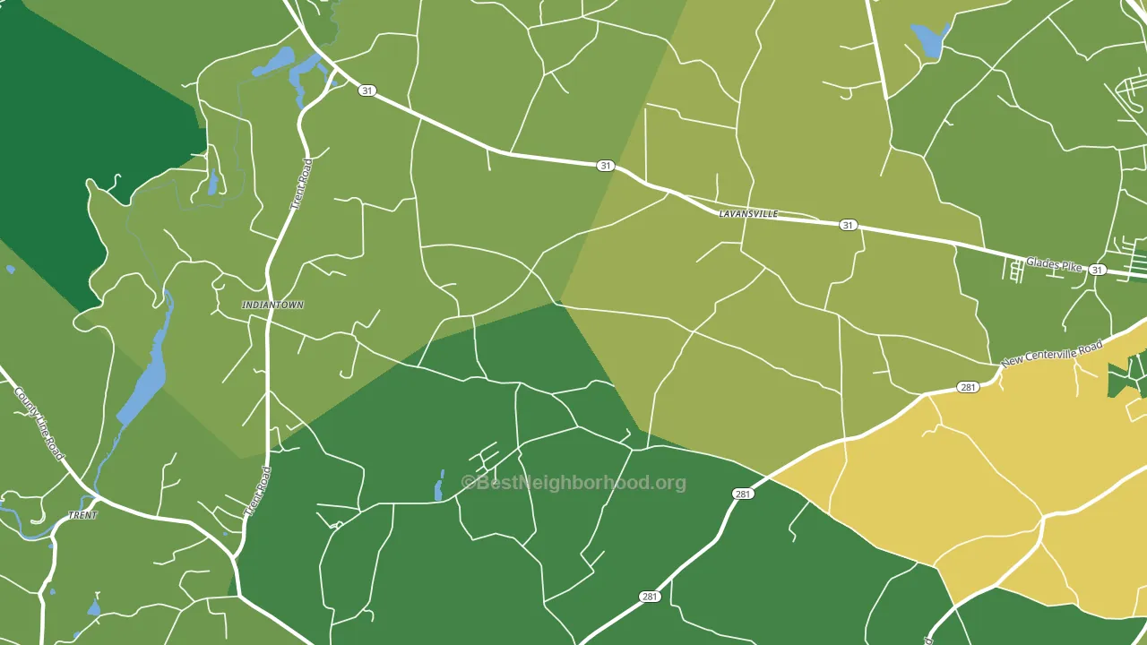 Lavansville, PA block-group voter-turnout map