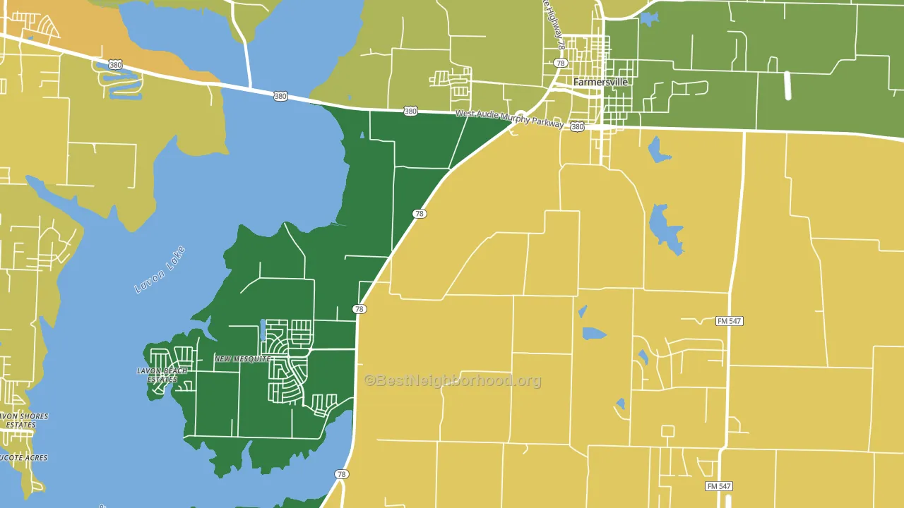 Lavon Beach Estates, TX block-group voter-turnout map