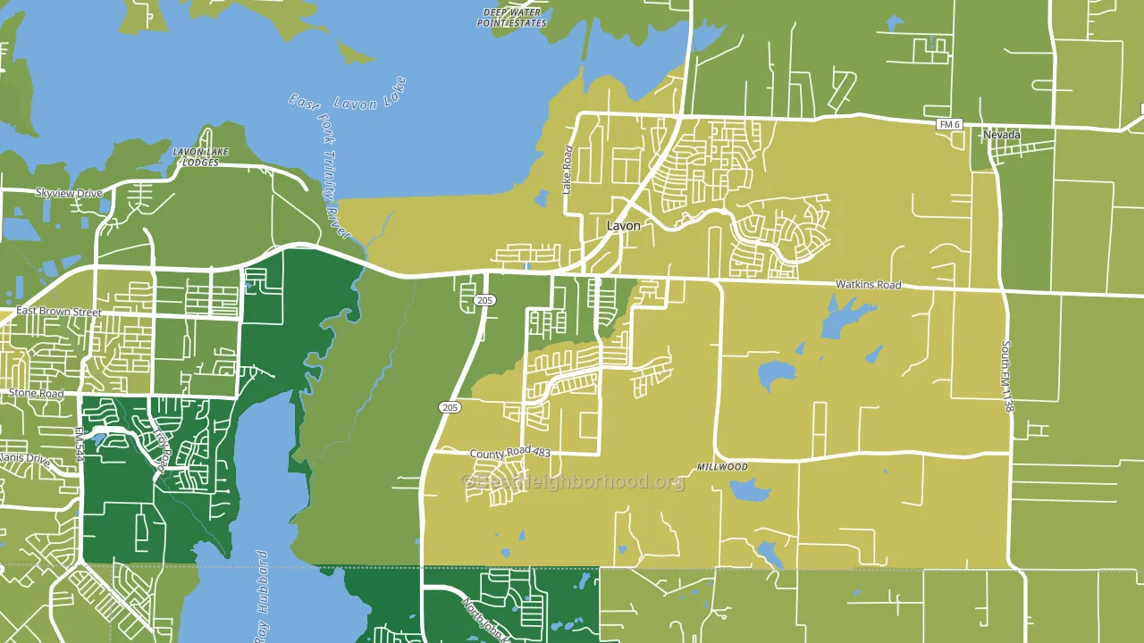 Lavon, TX block-group voter-turnout map