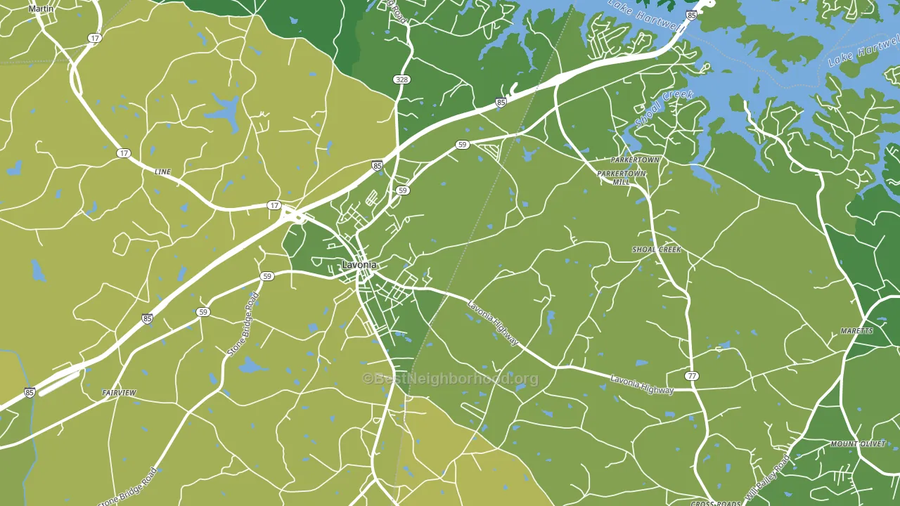 Lavonia, GA block-group voter-turnout map