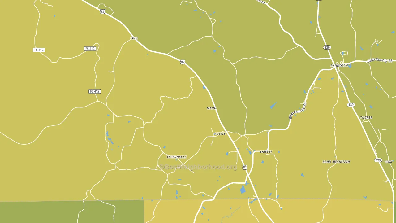 Lawley, AL block-group voter-turnout map