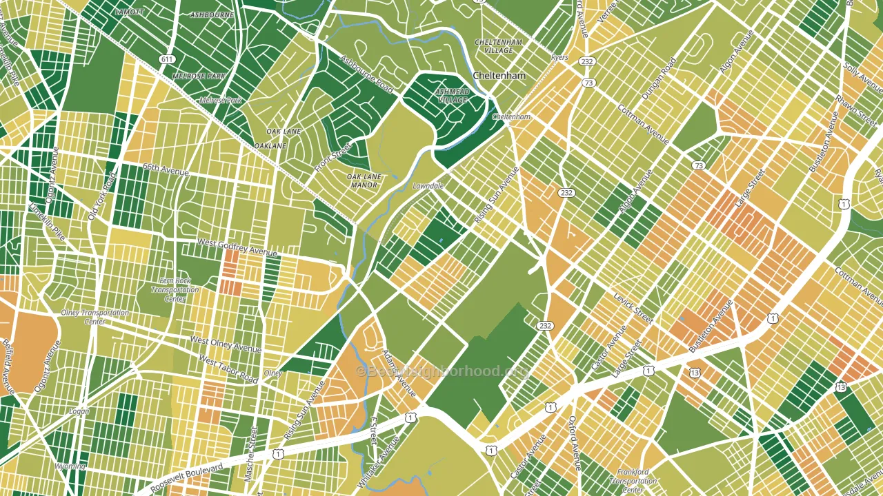 Lawncrest, Philadelphia, PA block-group voter-turnout map