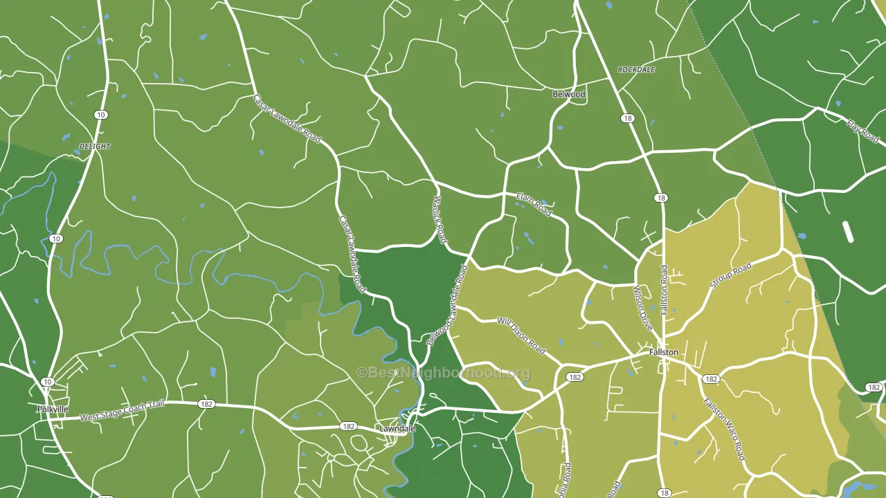 Lawndale, NC block-group voter-turnout map