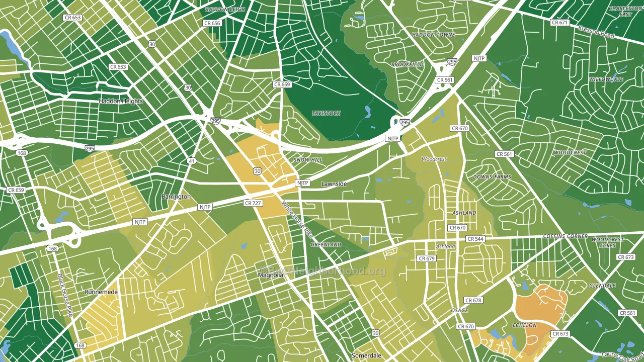 Lawnside, NJ block-group voter-turnout map
