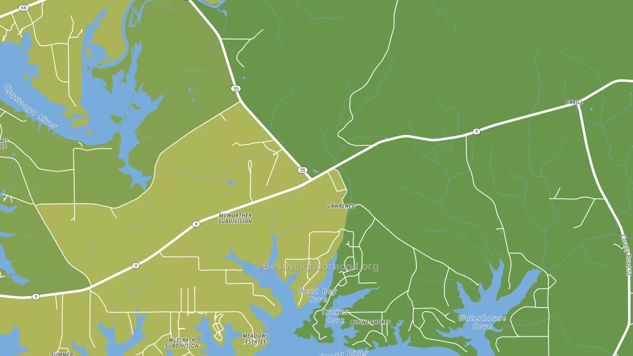 Lawrence, AL block-group voter-turnout map