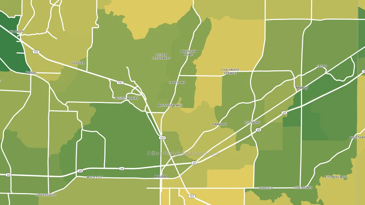 Lawrence County, AL block-group voter-turnout map