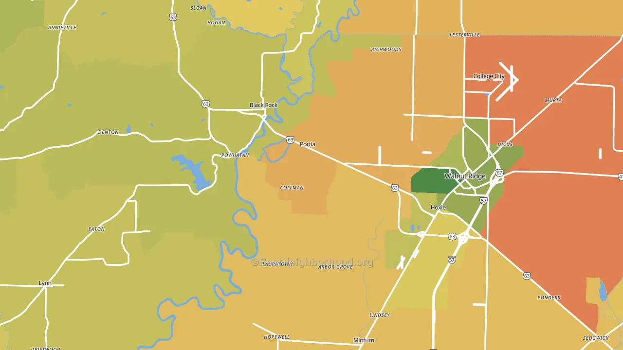 Lawrence County, AR block-group voter-turnout map