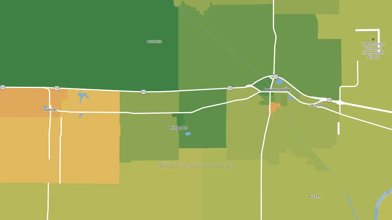 Lawrence County, IL block-group voter-turnout map