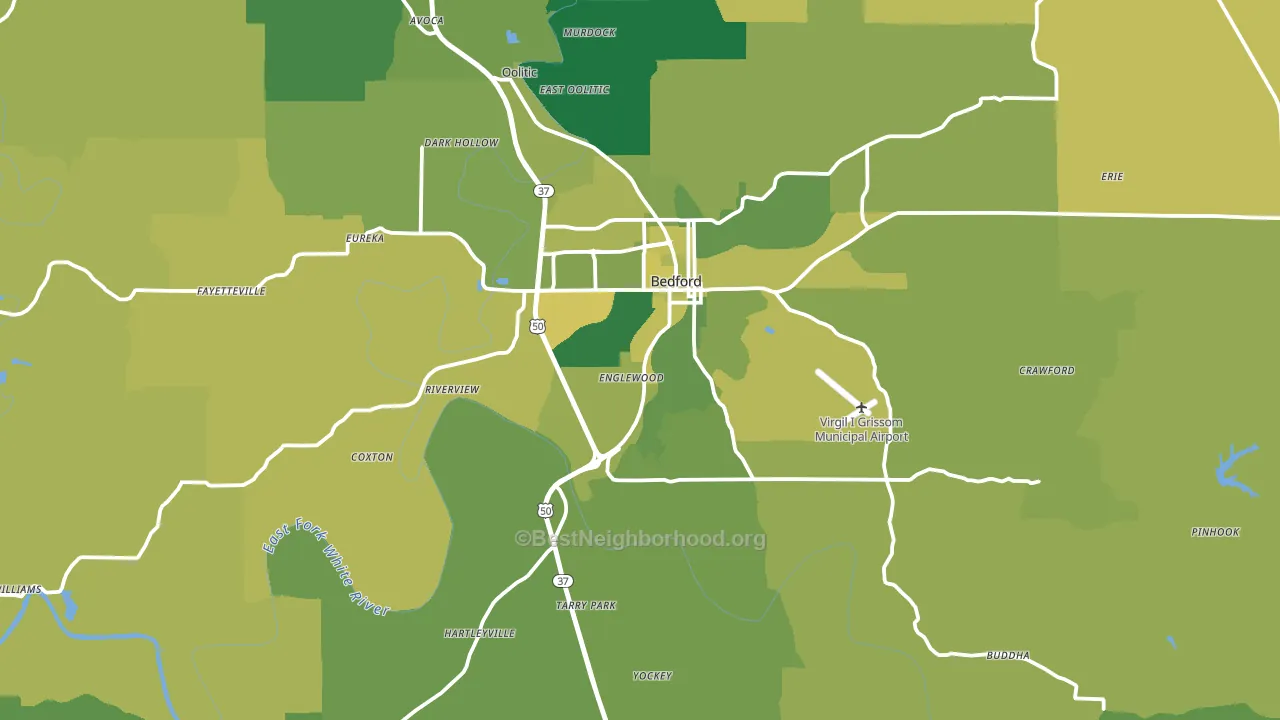 Lawrence County, IN block-group voter-turnout map