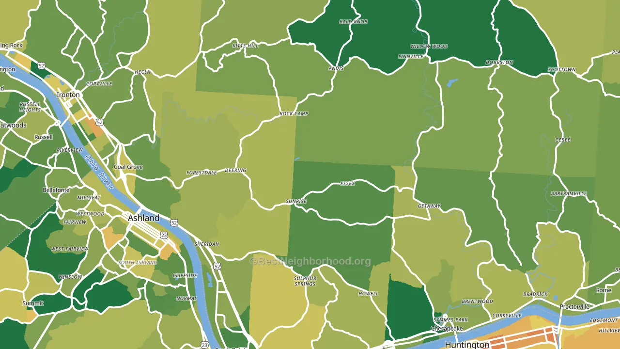 Lawrence County, OH block-group voter-turnout map