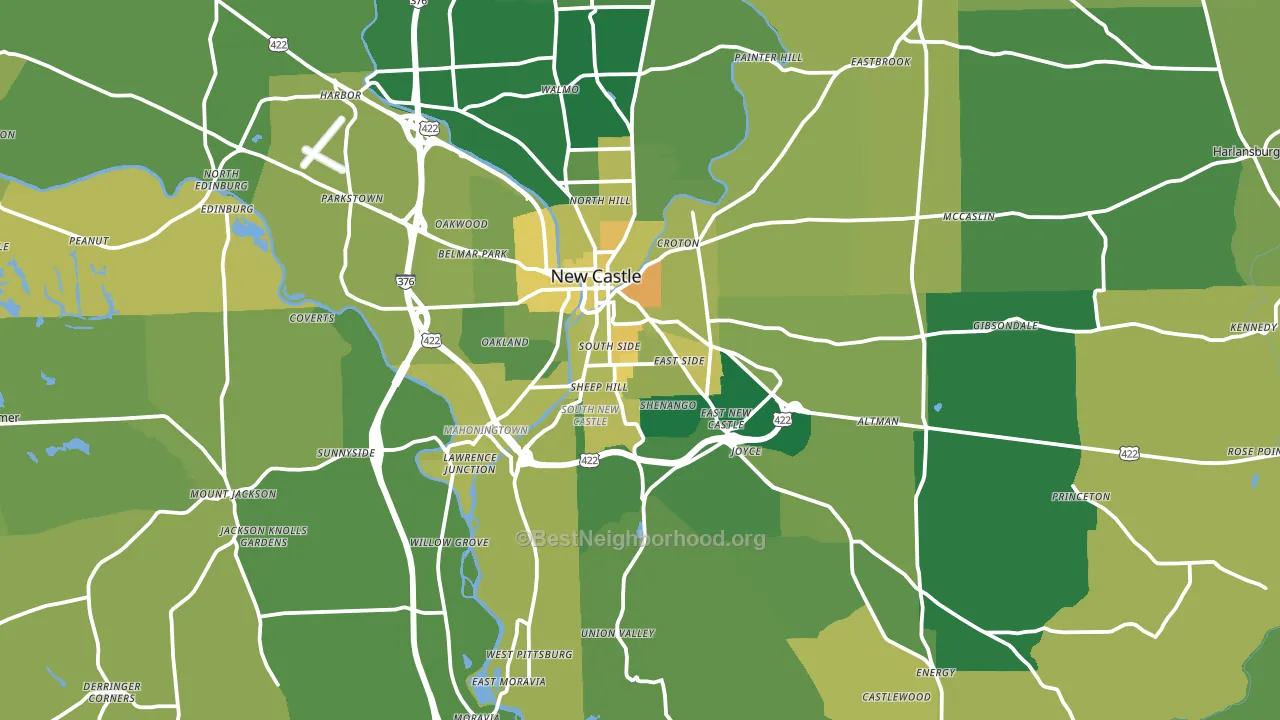 Lawrence County, PA block-group voter-turnout map