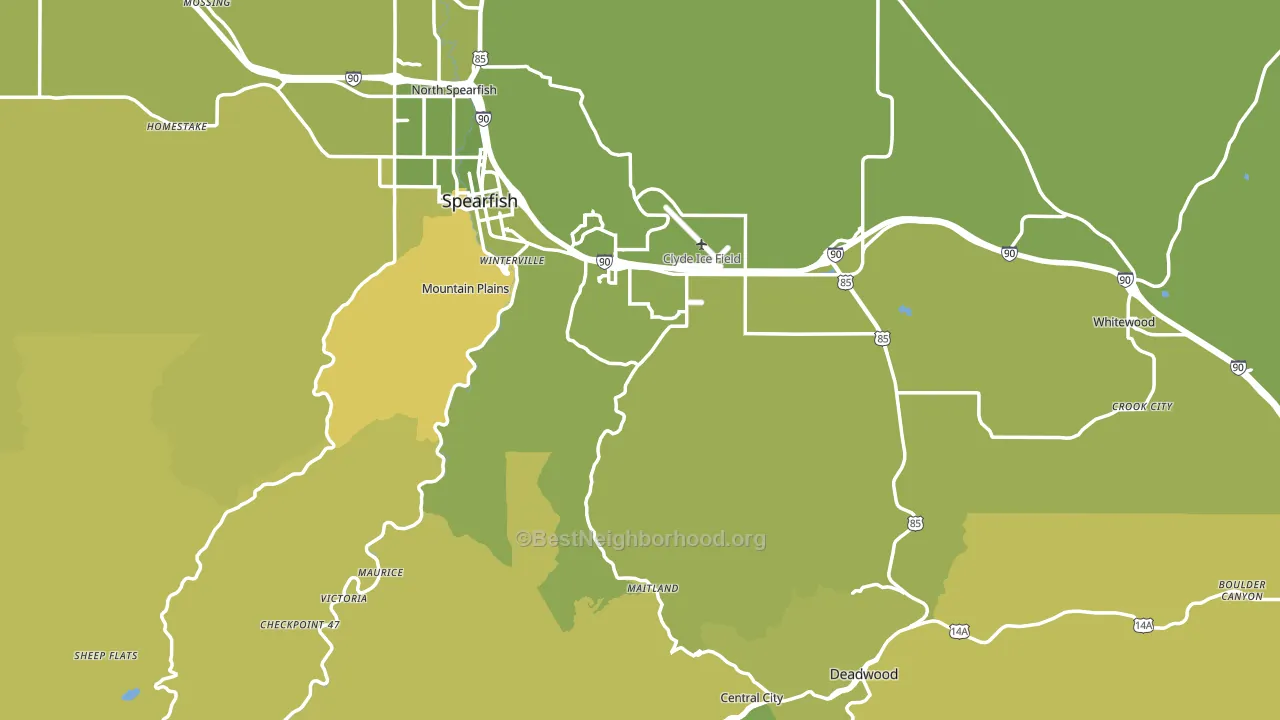 Lawrence County, SD block-group voter-turnout map