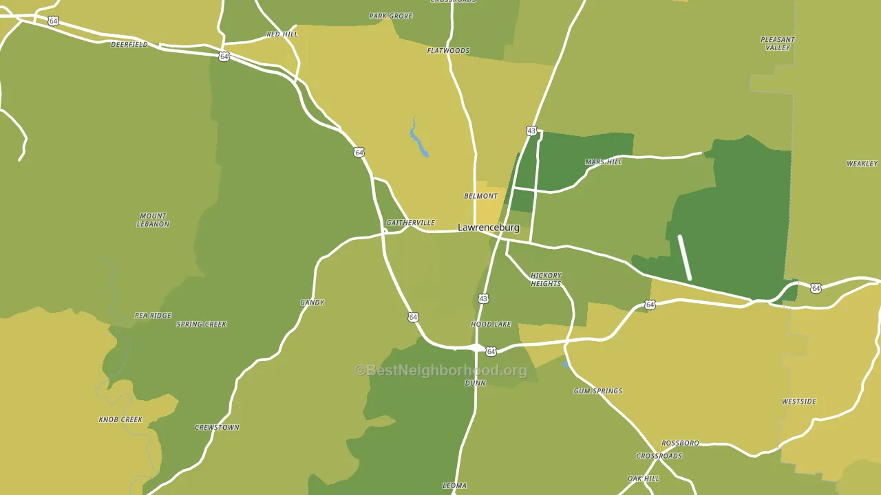 Lawrence County, TN block-group voter-turnout map