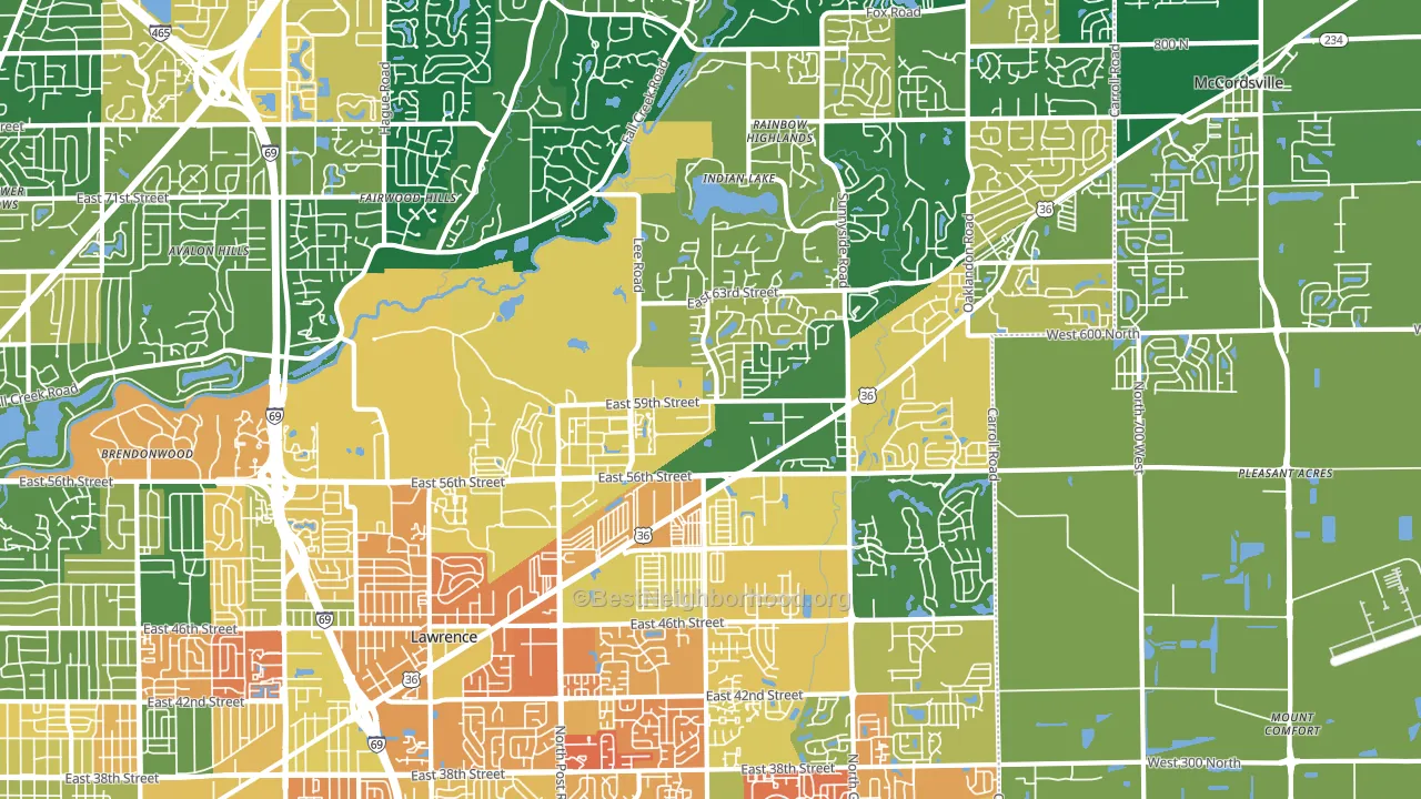 Lawrence, IN block-group voter-turnout map