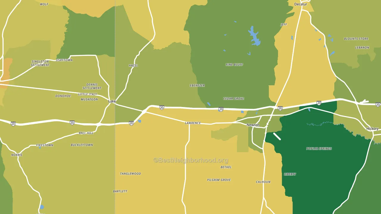 Lawrence, MS block-group voter-turnout map