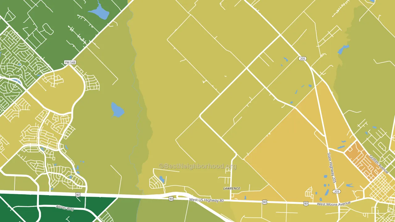 Lawrence, TX block-group voter-turnout map