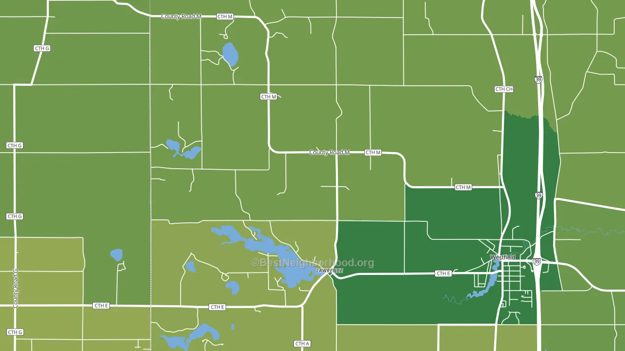 Lawrence, WI block-group voter-turnout map