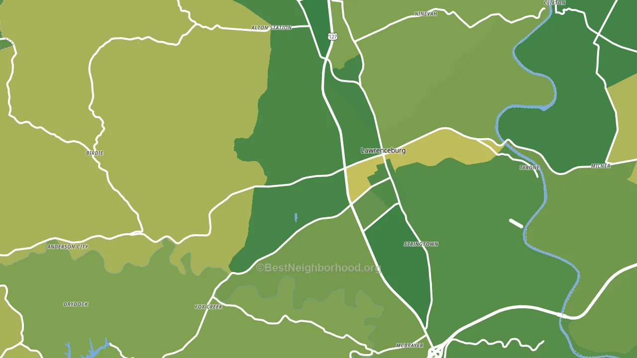 Lawrenceburg, KY block-group voter-turnout map
