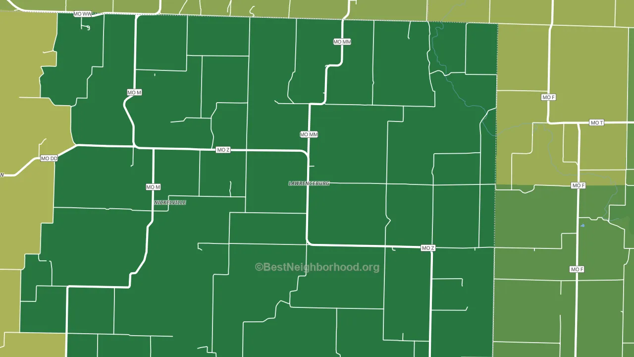 Lawrenceburg, MO block-group voter-turnout map