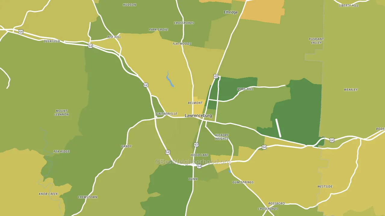 Lawrenceburg, TN block-group voter-turnout map
