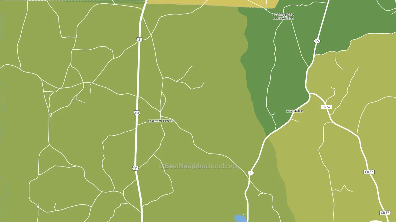 Lawrenceville, AL block-group voter-turnout map