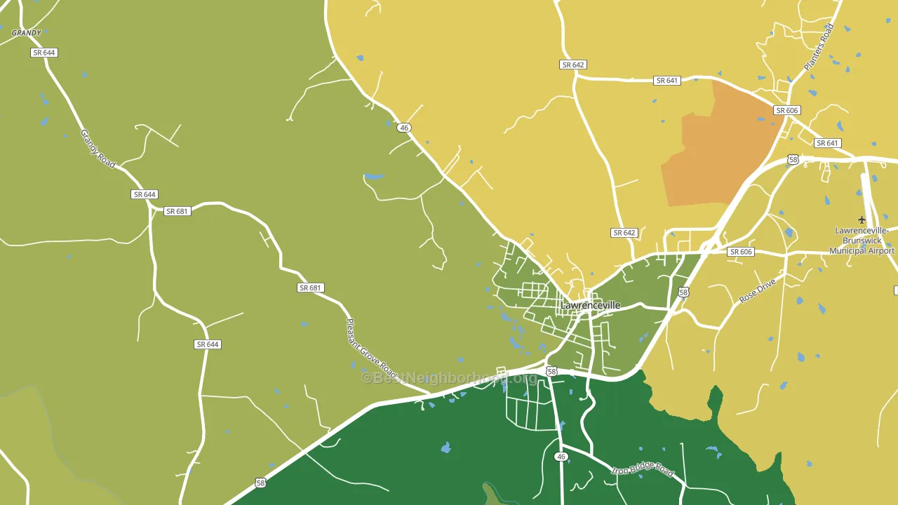 Lawrenceville Hills, VA block-group voter-turnout map