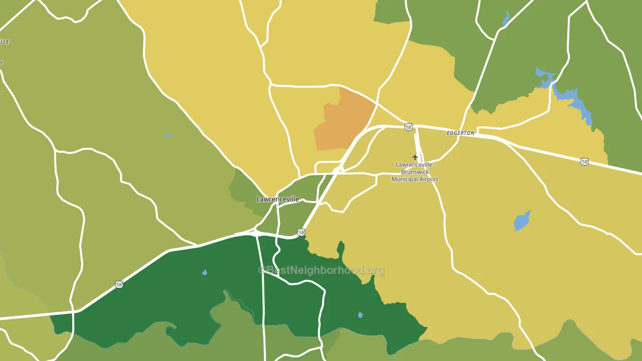 Lawrenceville, VA block-group voter-turnout map