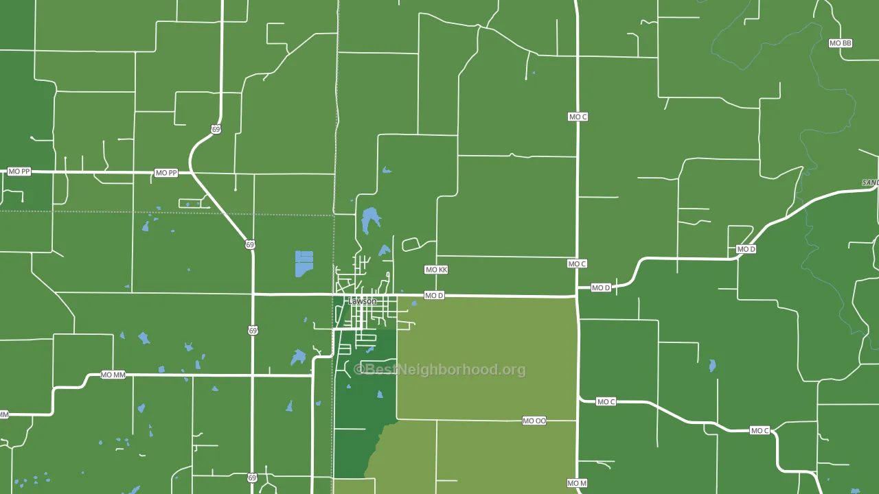 Lawson, MO block-group voter-turnout map